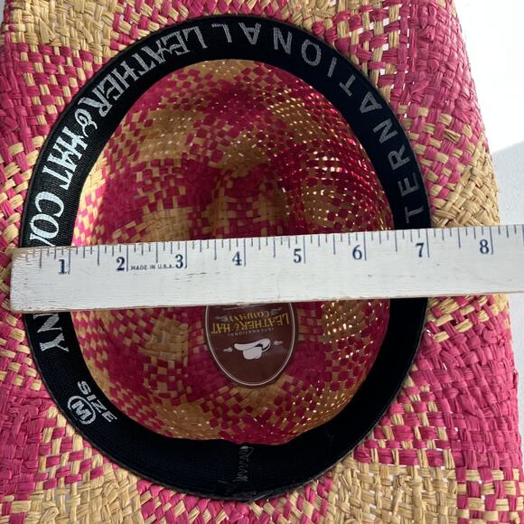 Leather & Hat Company Cowboy Hat Women\'s M Pink Tan Woven Straw Beaded Band main image 12